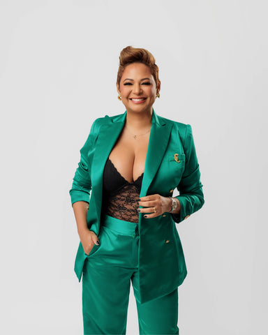 Traje sastre de podesua satinado verde